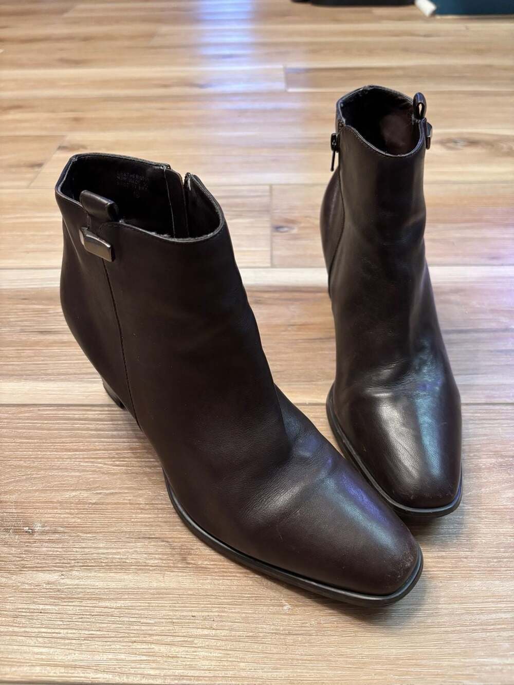 Etienne Aigner Sapphire Leather Block Heel Ankle Boots